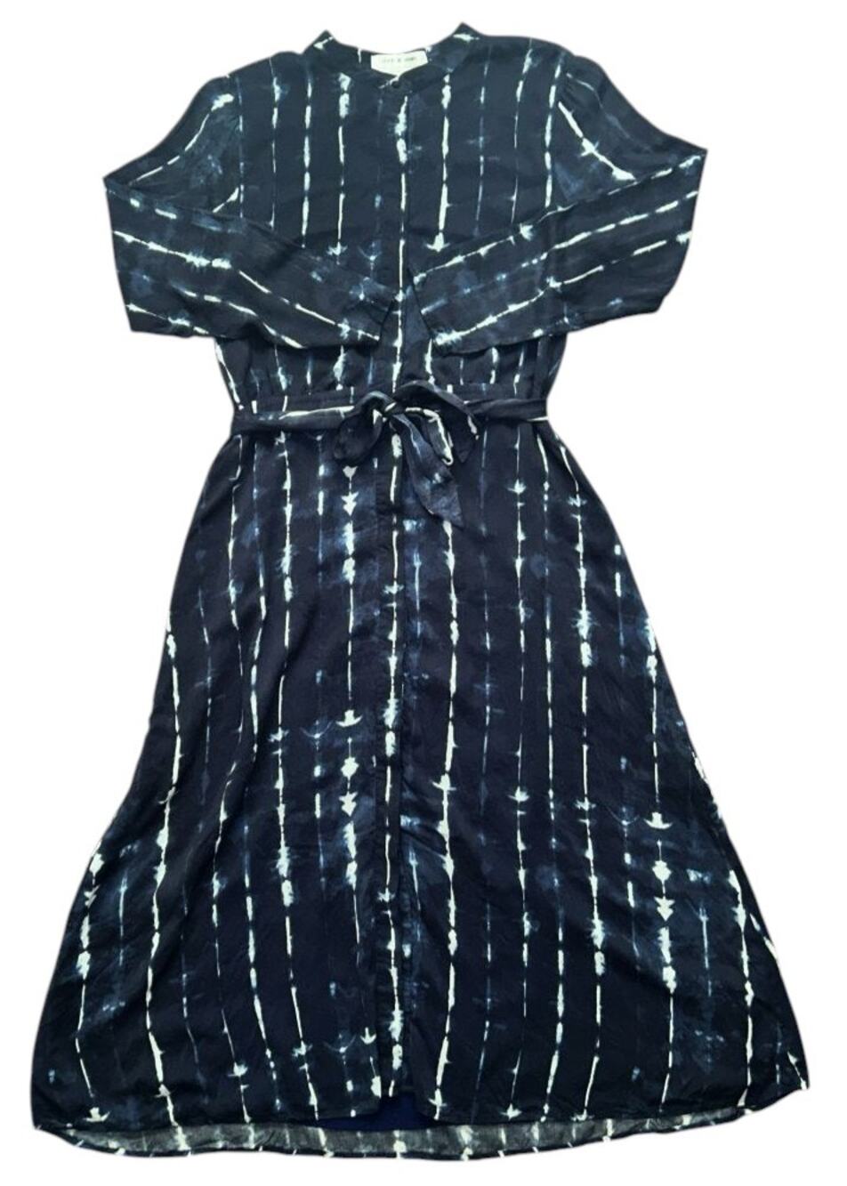 Cloth & Stone for Anthropologie Bita Tie-Dye Blue & White Shirt Dress XL